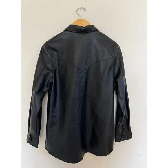 Zara Black Faux Leather Shirt Jacket Youth Size‎ 13-14 - Picture 3 of 10